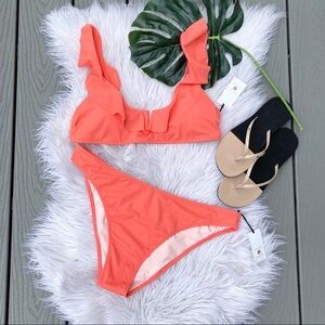 Orange Ruffle Bikini Set